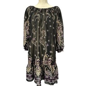 Boho floral paisley sheer midi dress